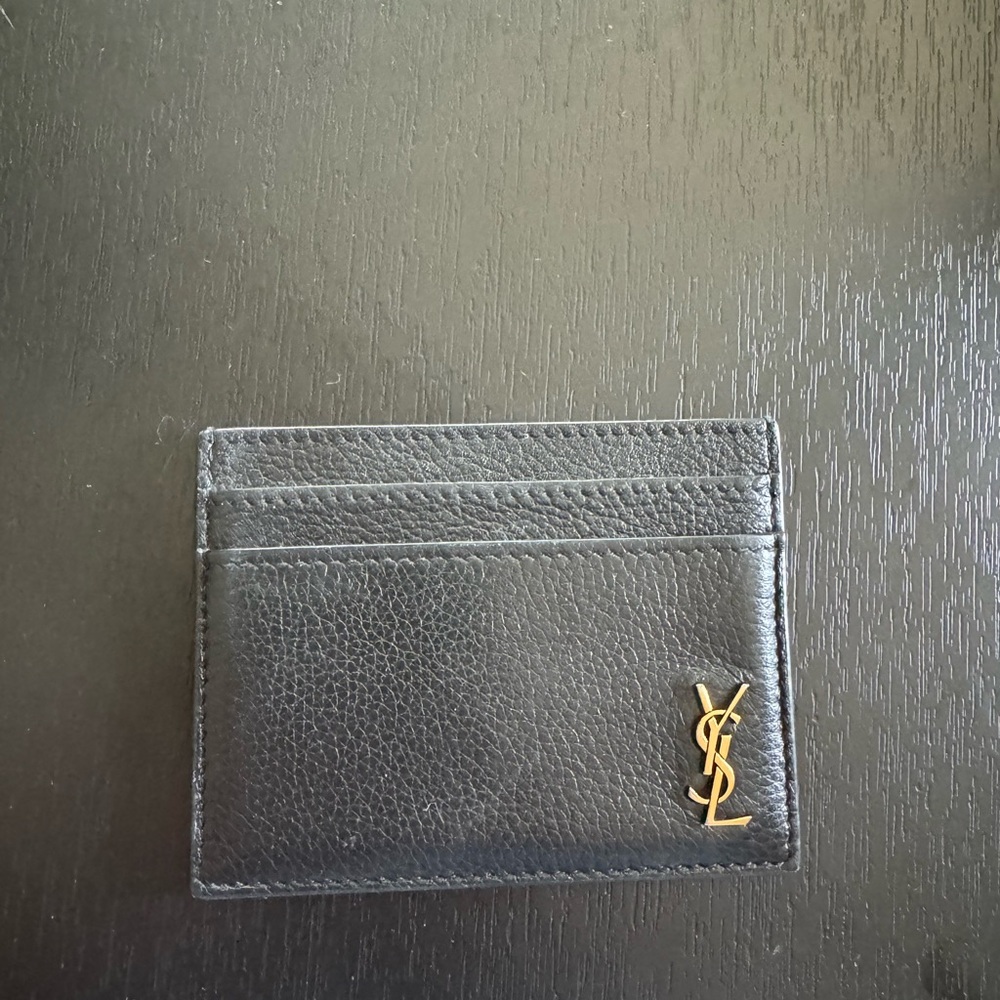 Saint Laurent Black Card Holder with Gold Logo